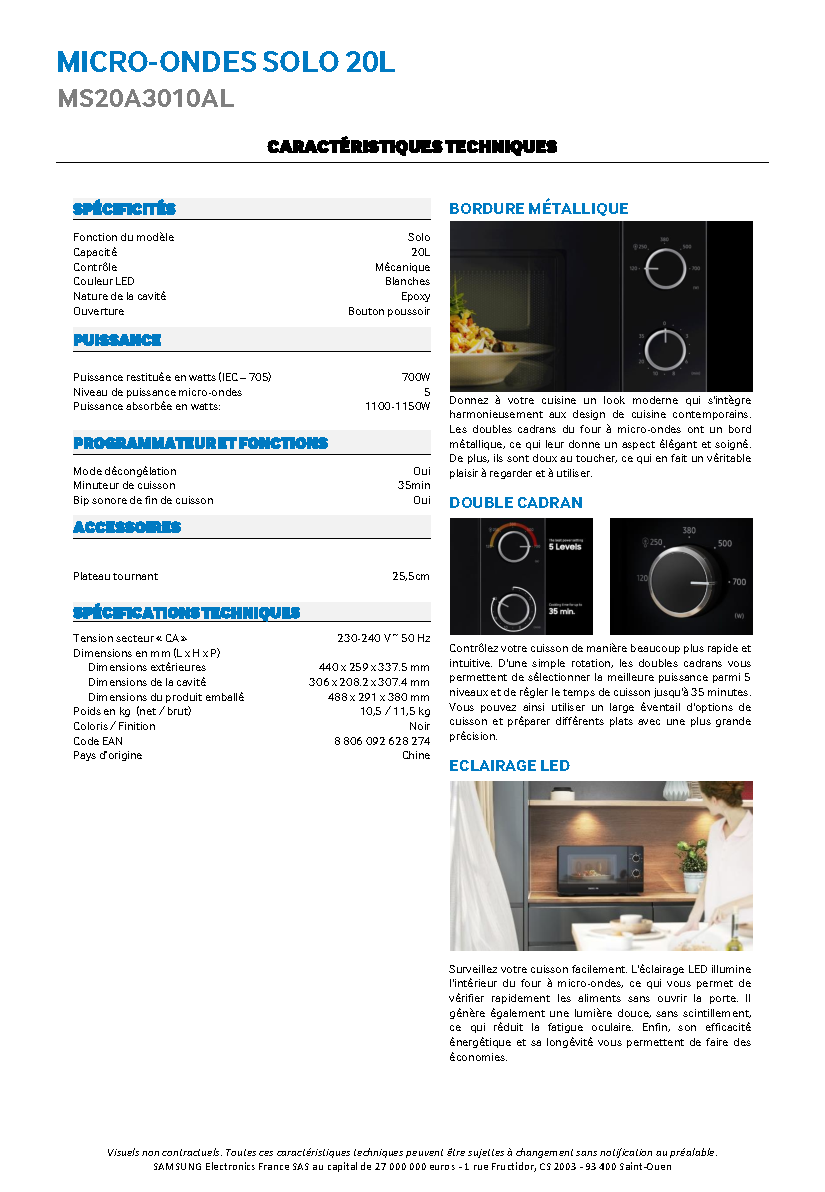 Fiche technique fournisseur
