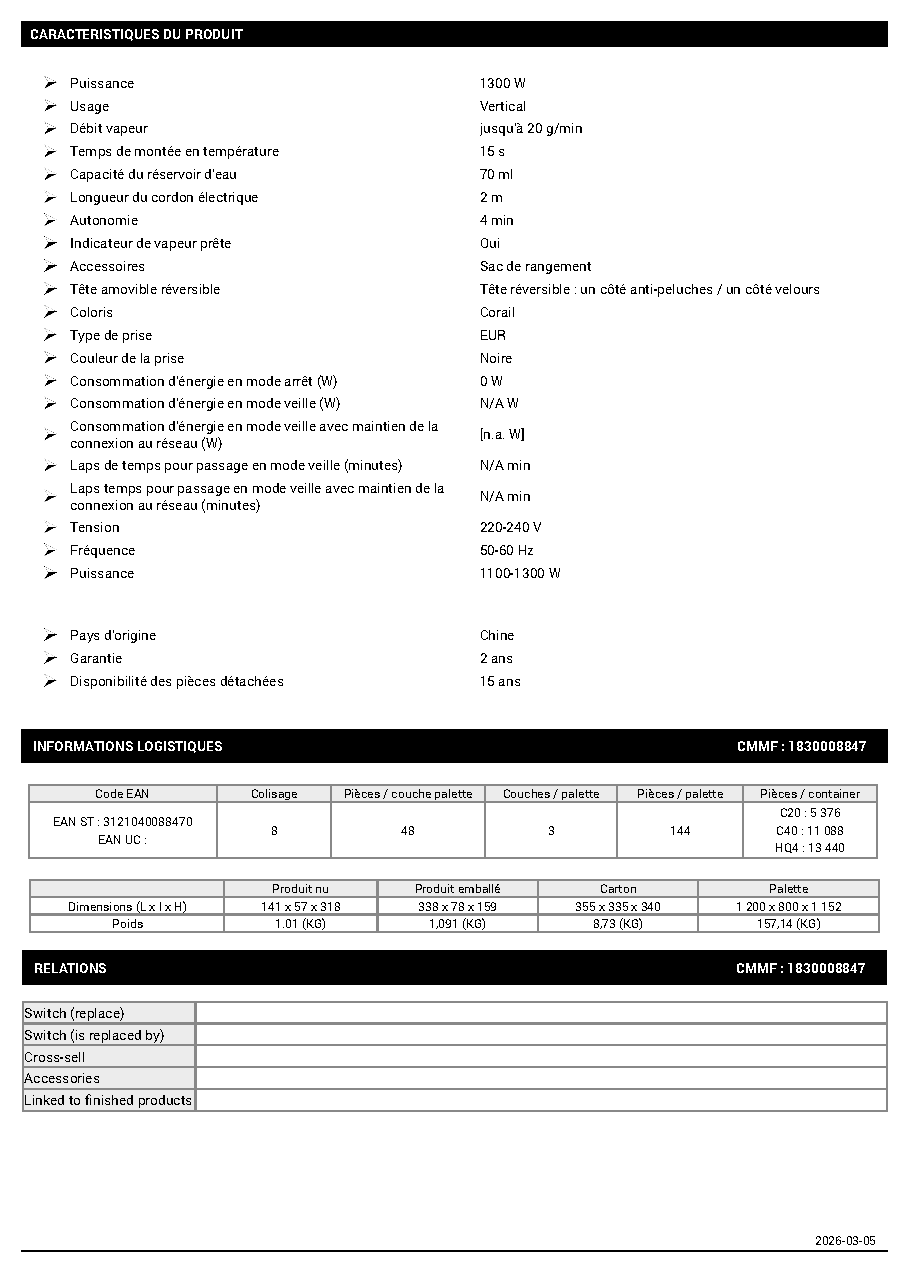 Fiche technique fournisseur