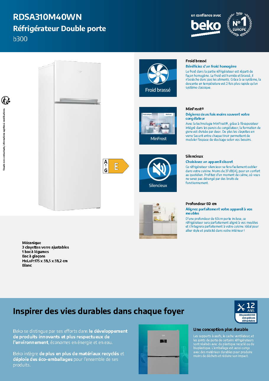 Fiche technique fournisseur