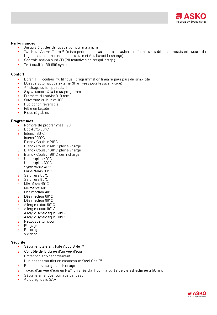 Fiche technique fournisseur