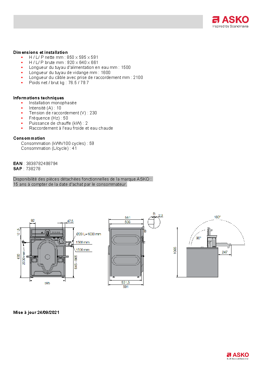 Fiche technique fournisseur