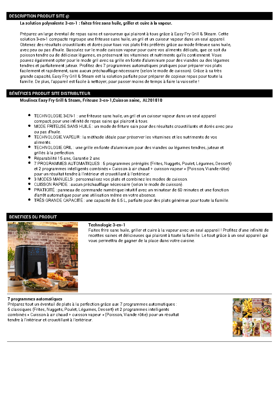 Fiche technique fournisseur