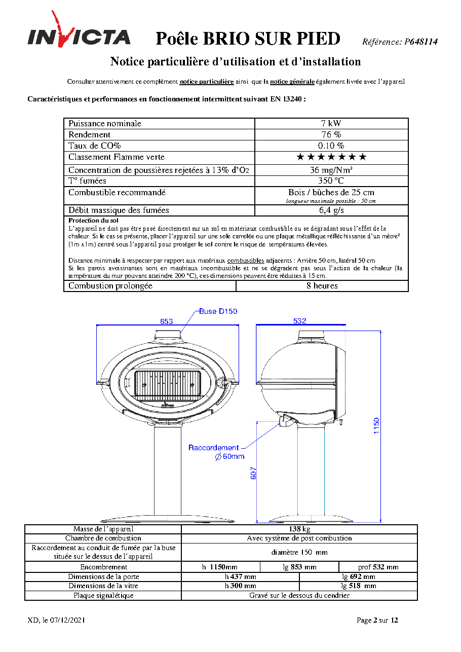 Fiche technique fournisseur