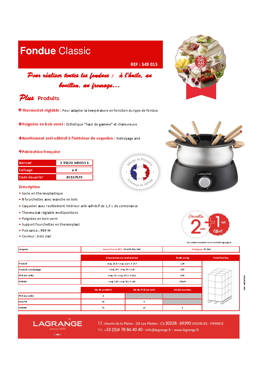 Fiche technique fournisseur