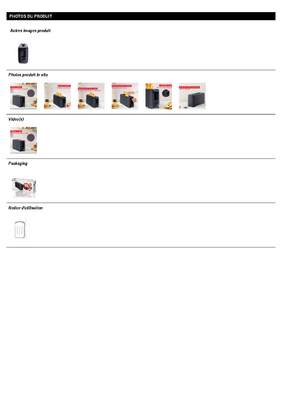 Fiche technique fournisseur