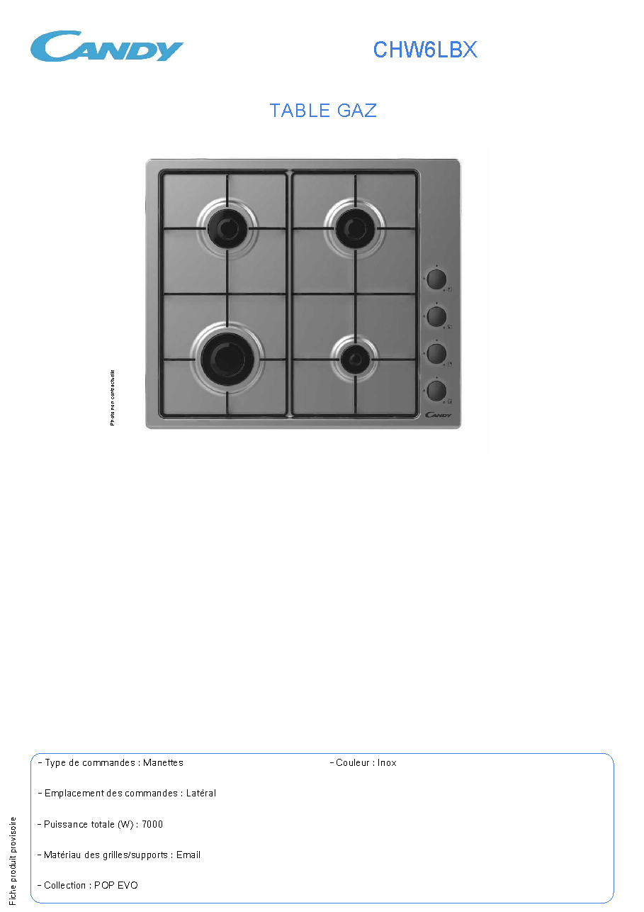 Fiche technique fournisseur