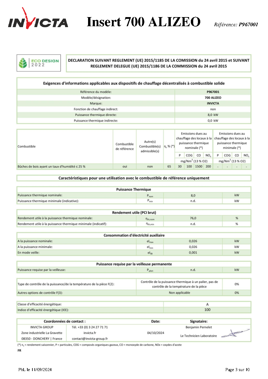 Fiche technique fournisseur