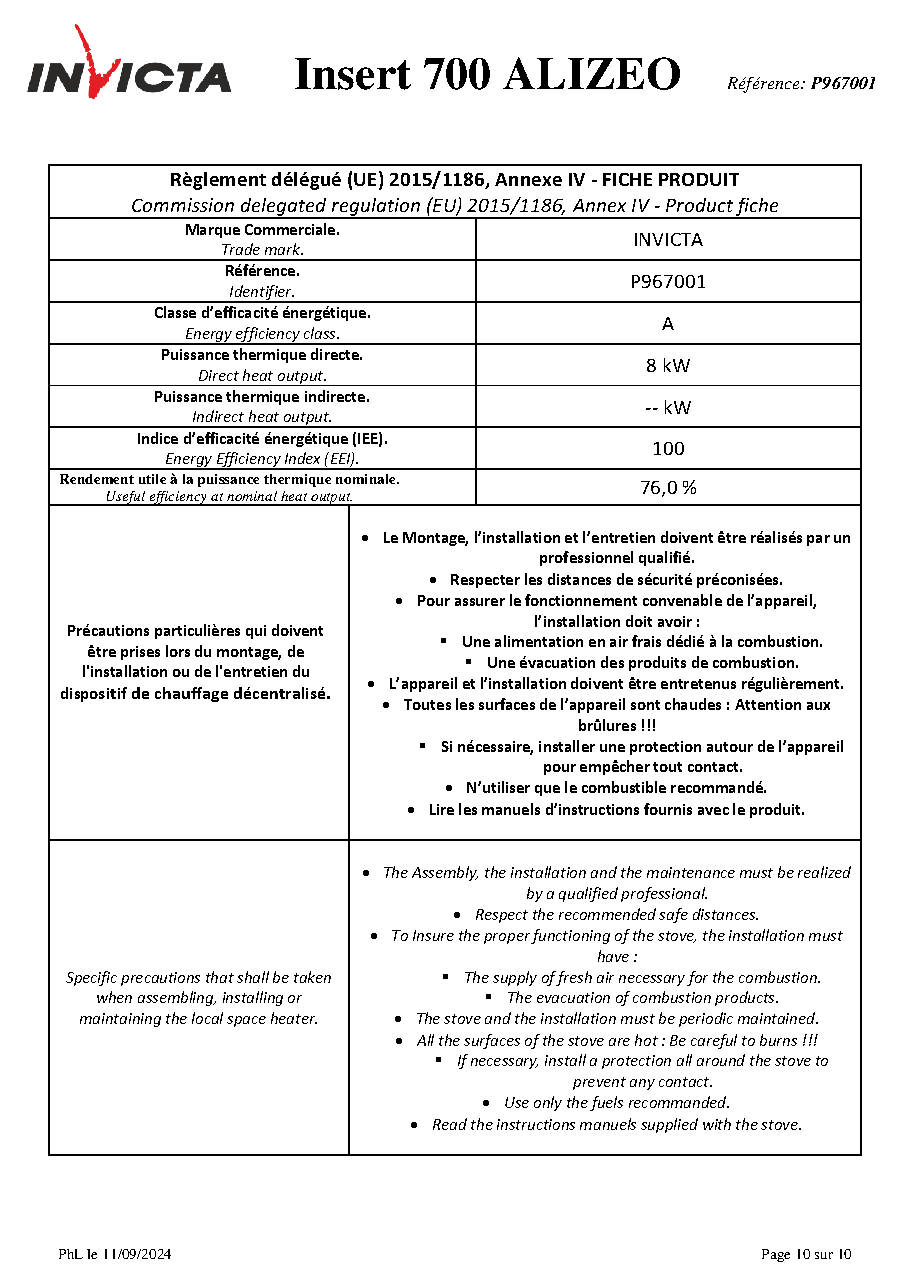 Fiche technique fournisseur