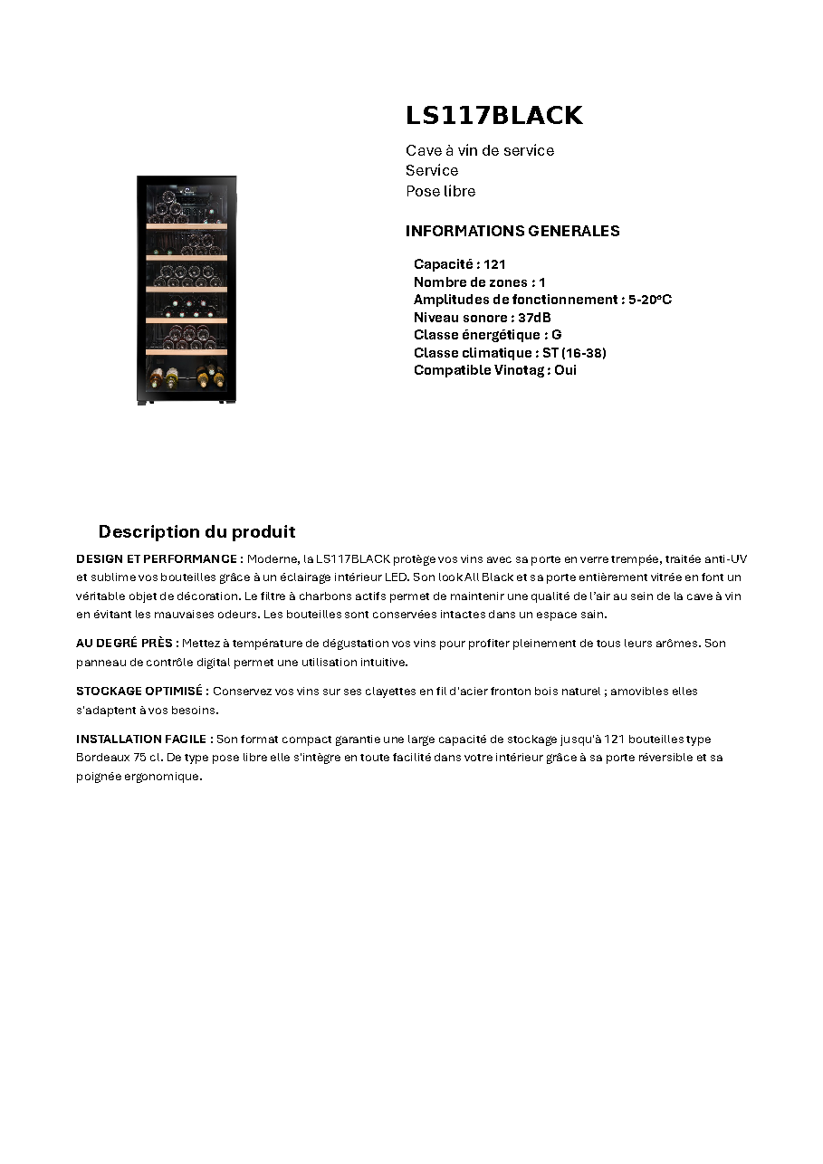Fiche technique fournisseur