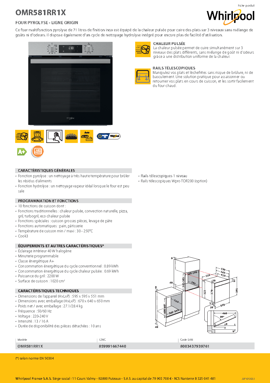 Fiche technique fournisseur