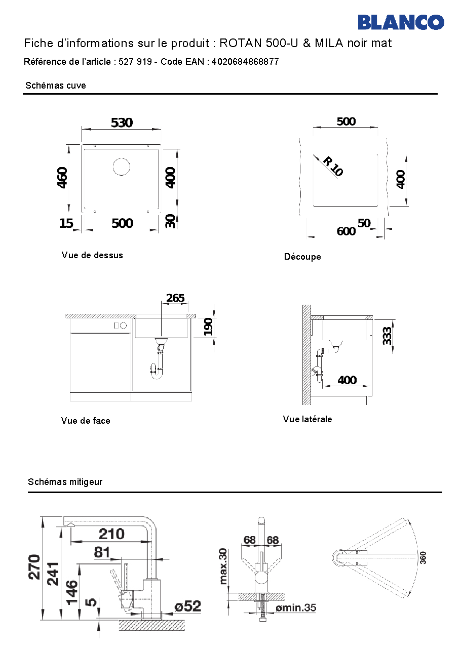 Fiche technique fournisseur