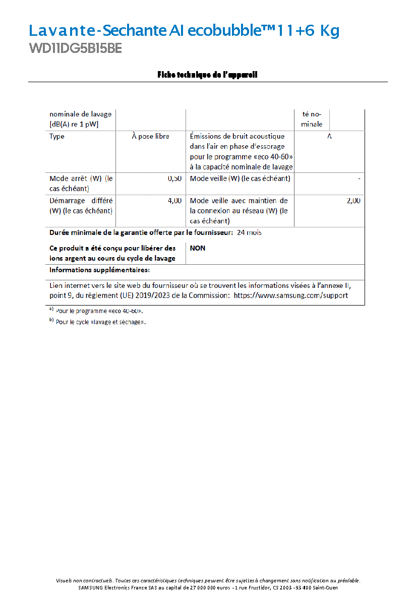 Fiche technique fournisseur