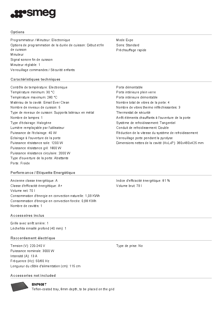 Fiche technique fournisseur