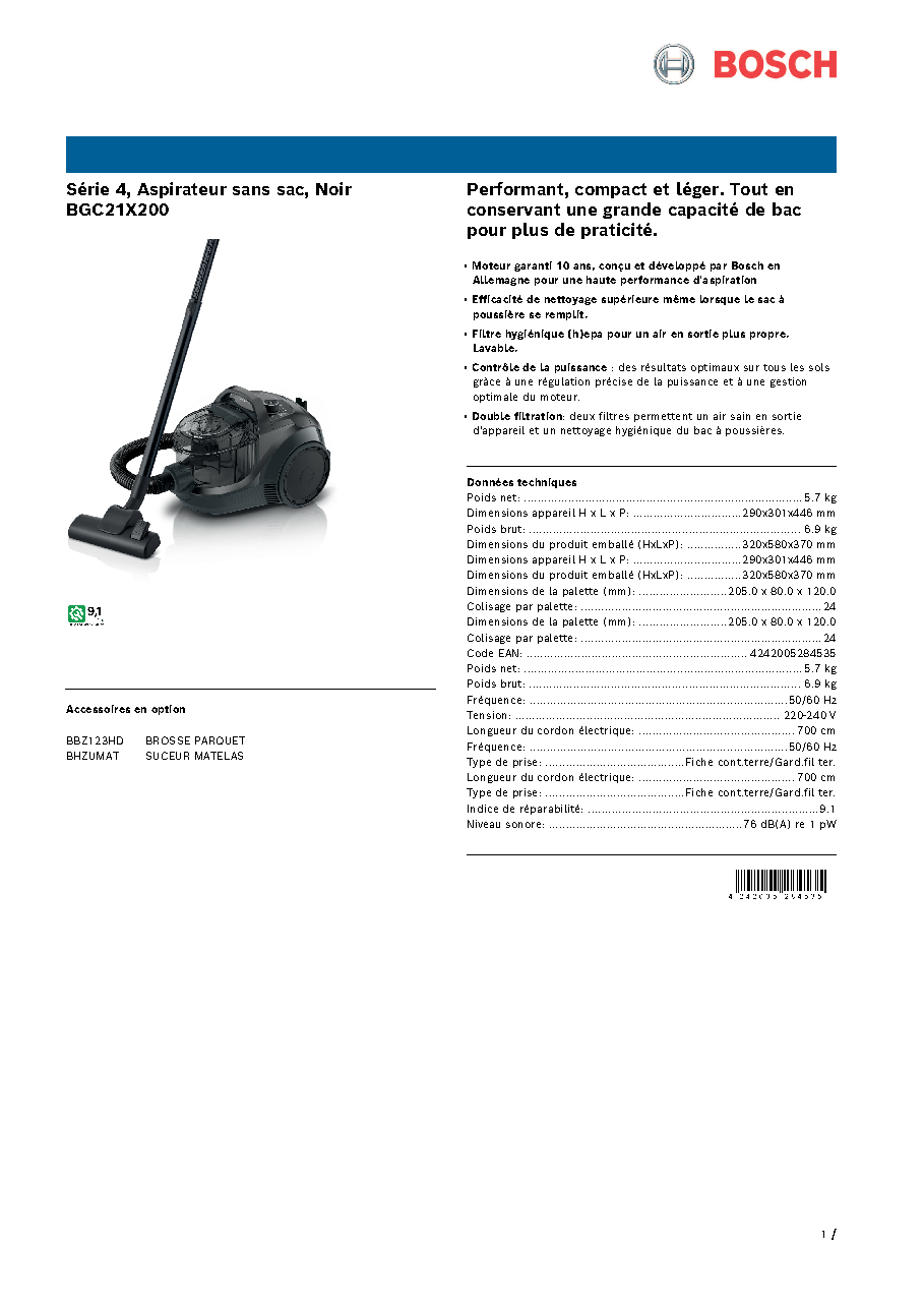 Fiche technique fournisseur