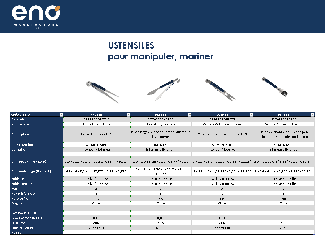Fiche technique fournisseur