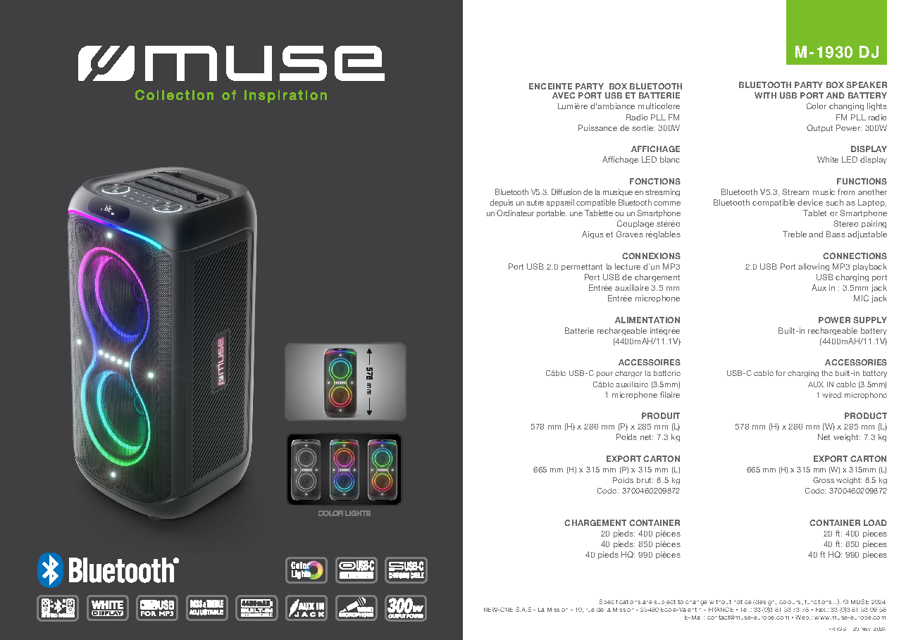 Fiche technique fournisseur