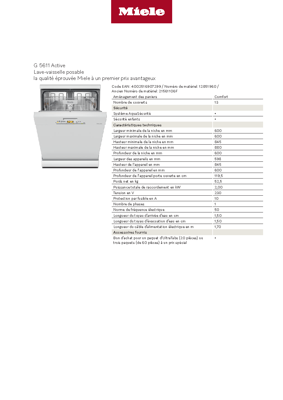 Fiche technique fournisseur