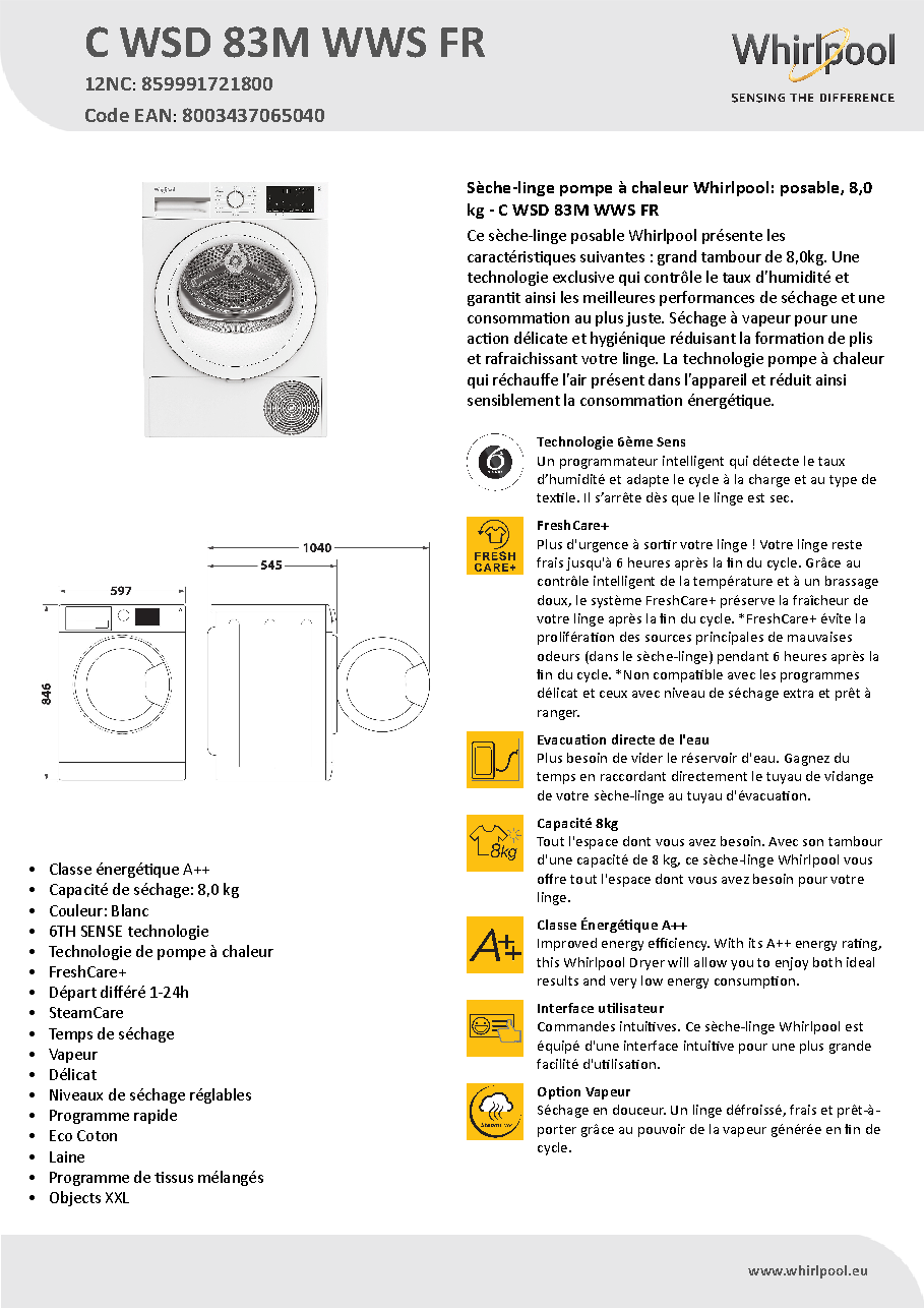 Fiche technique fournisseur