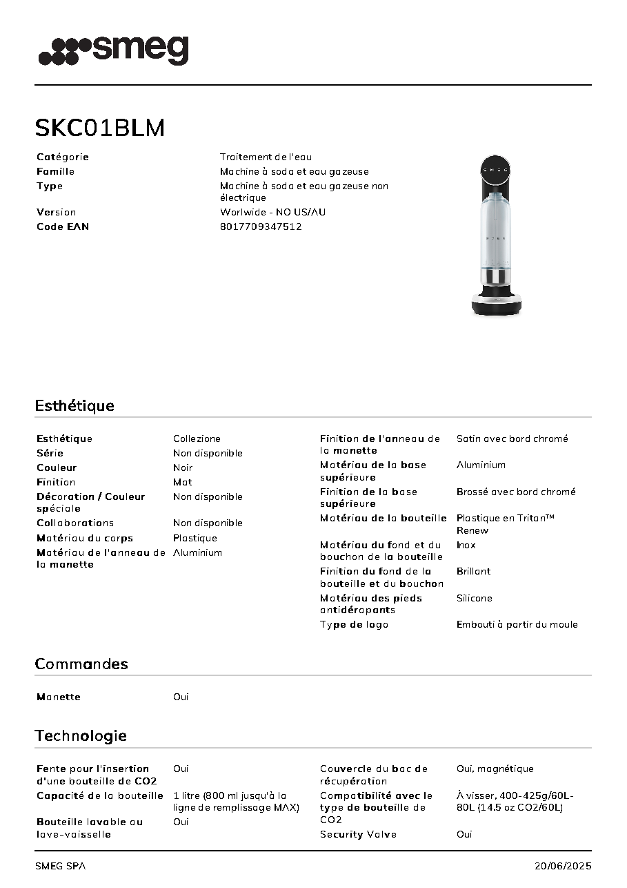 Fiche technique fournisseur