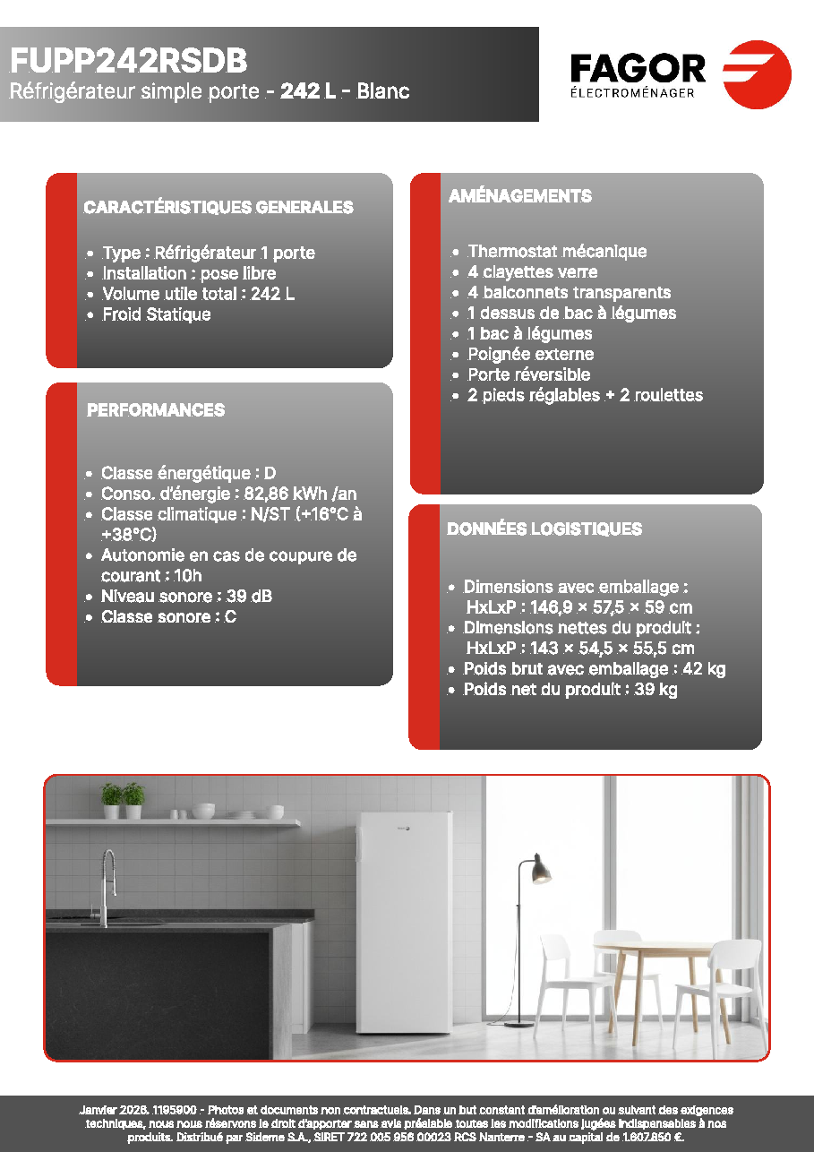 Fiche technique fournisseur