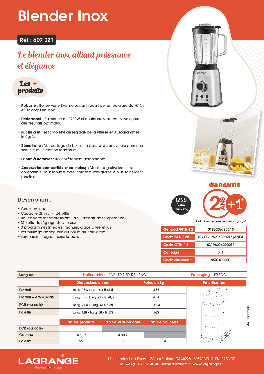 Fiche technique fournisseur