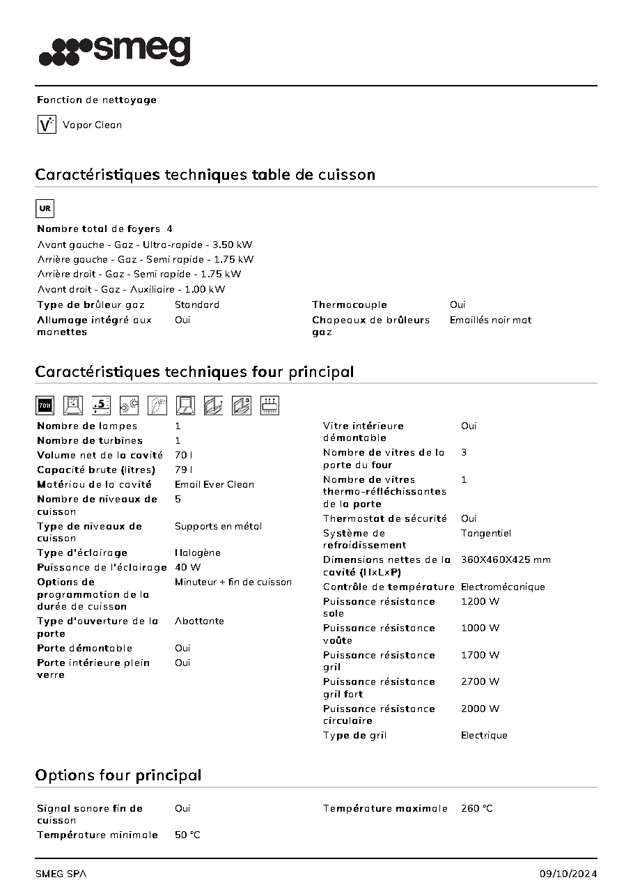 Fiche technique fournisseur