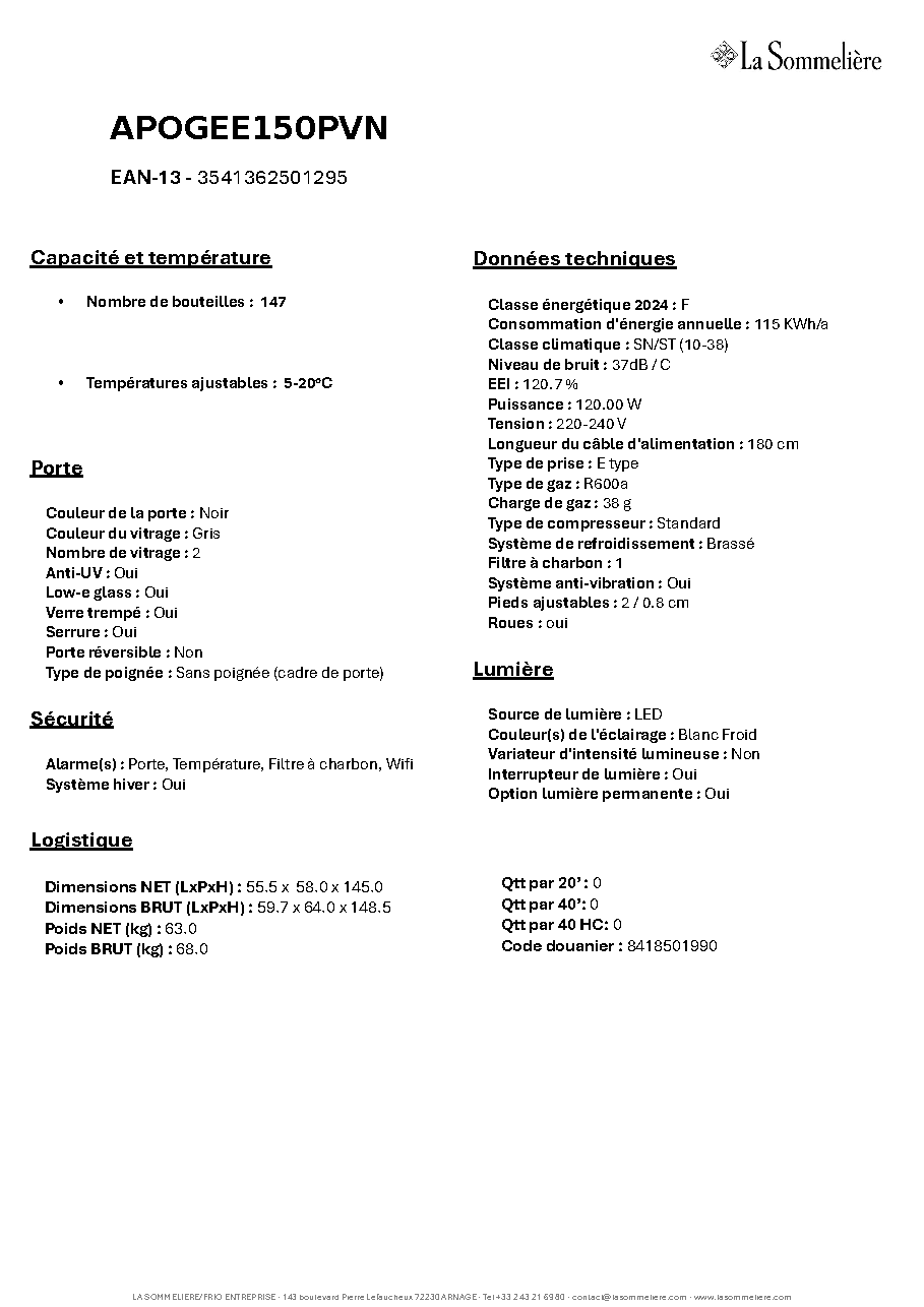 Fiche technique fournisseur