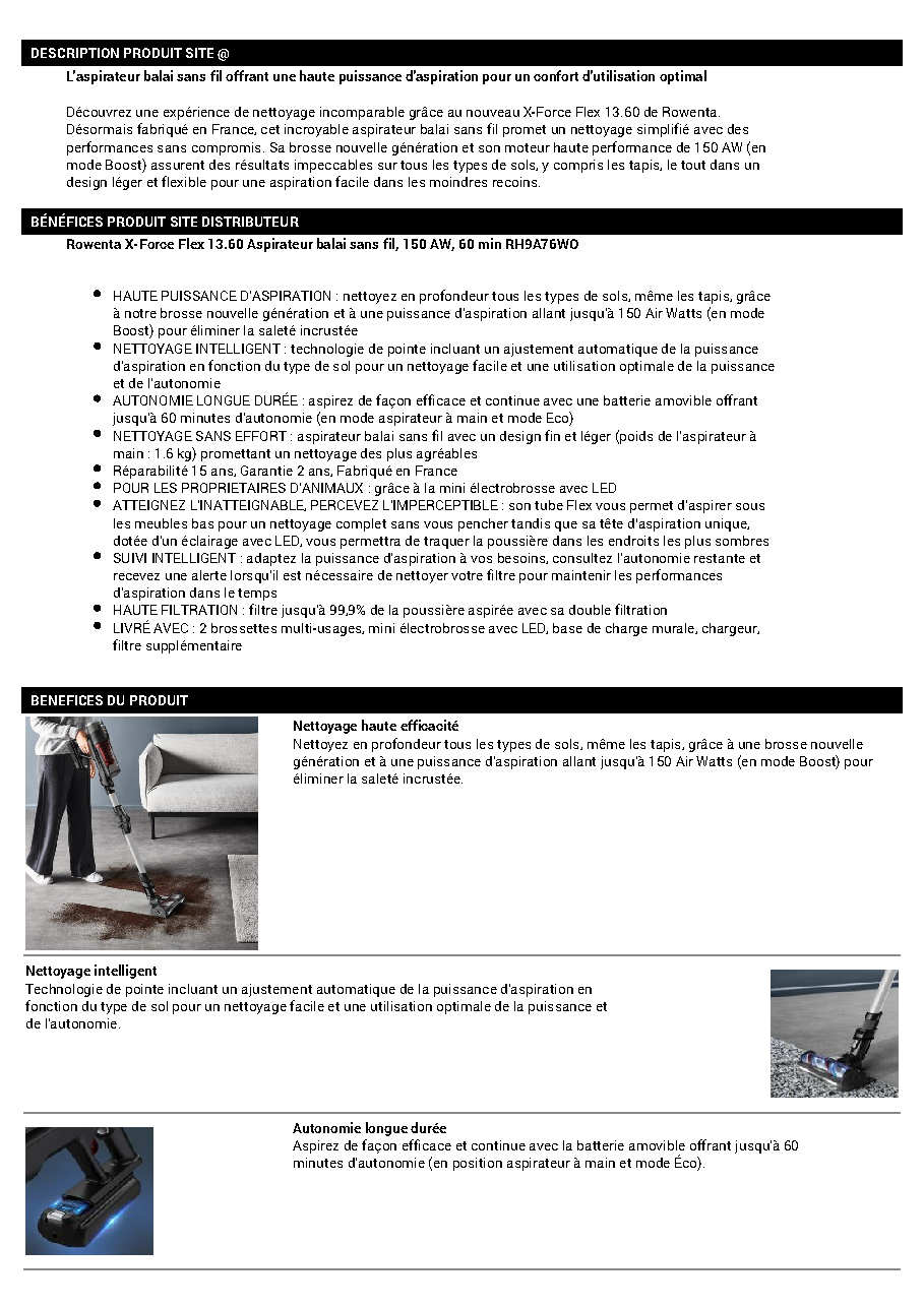 Fiche technique fournisseur