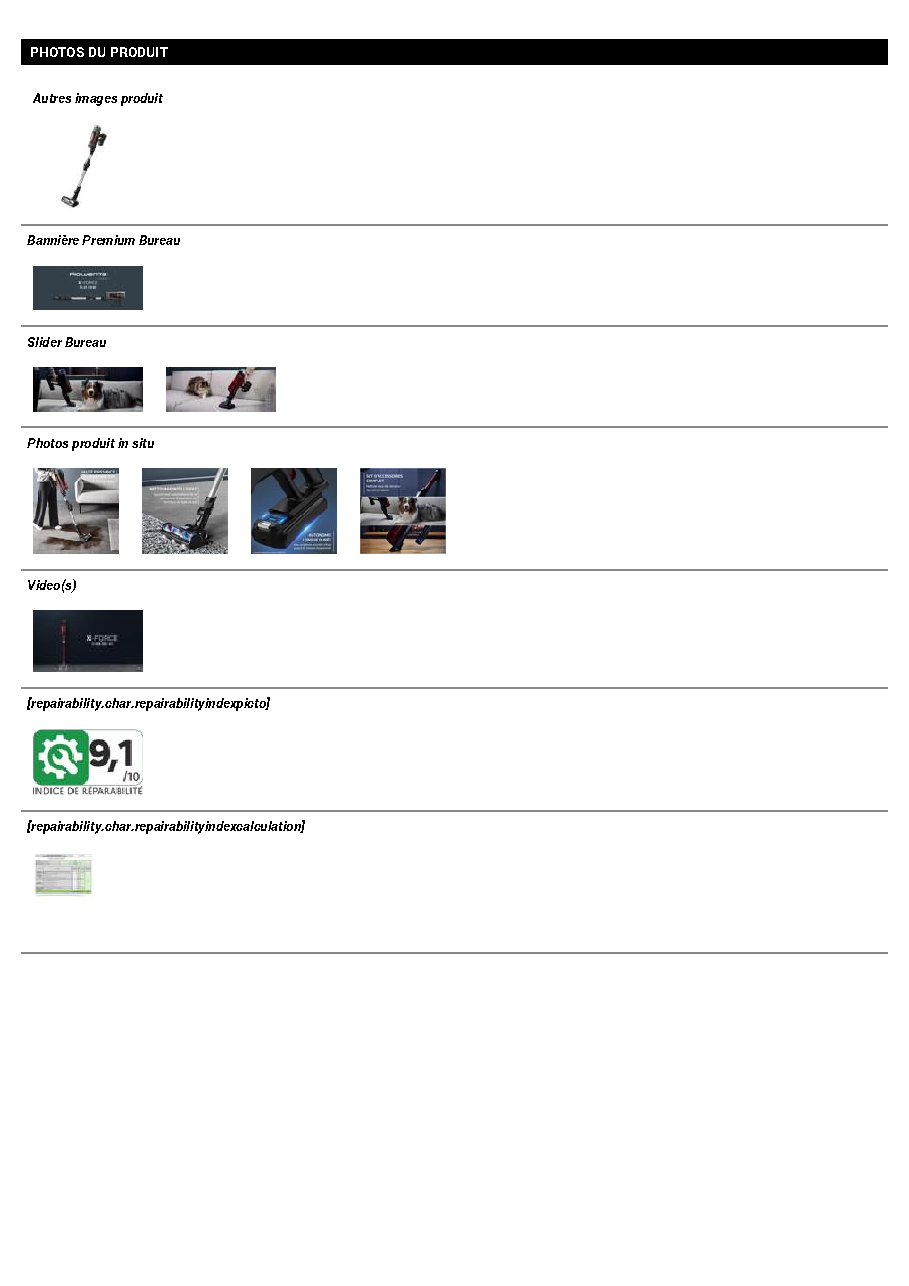 Fiche technique fournisseur