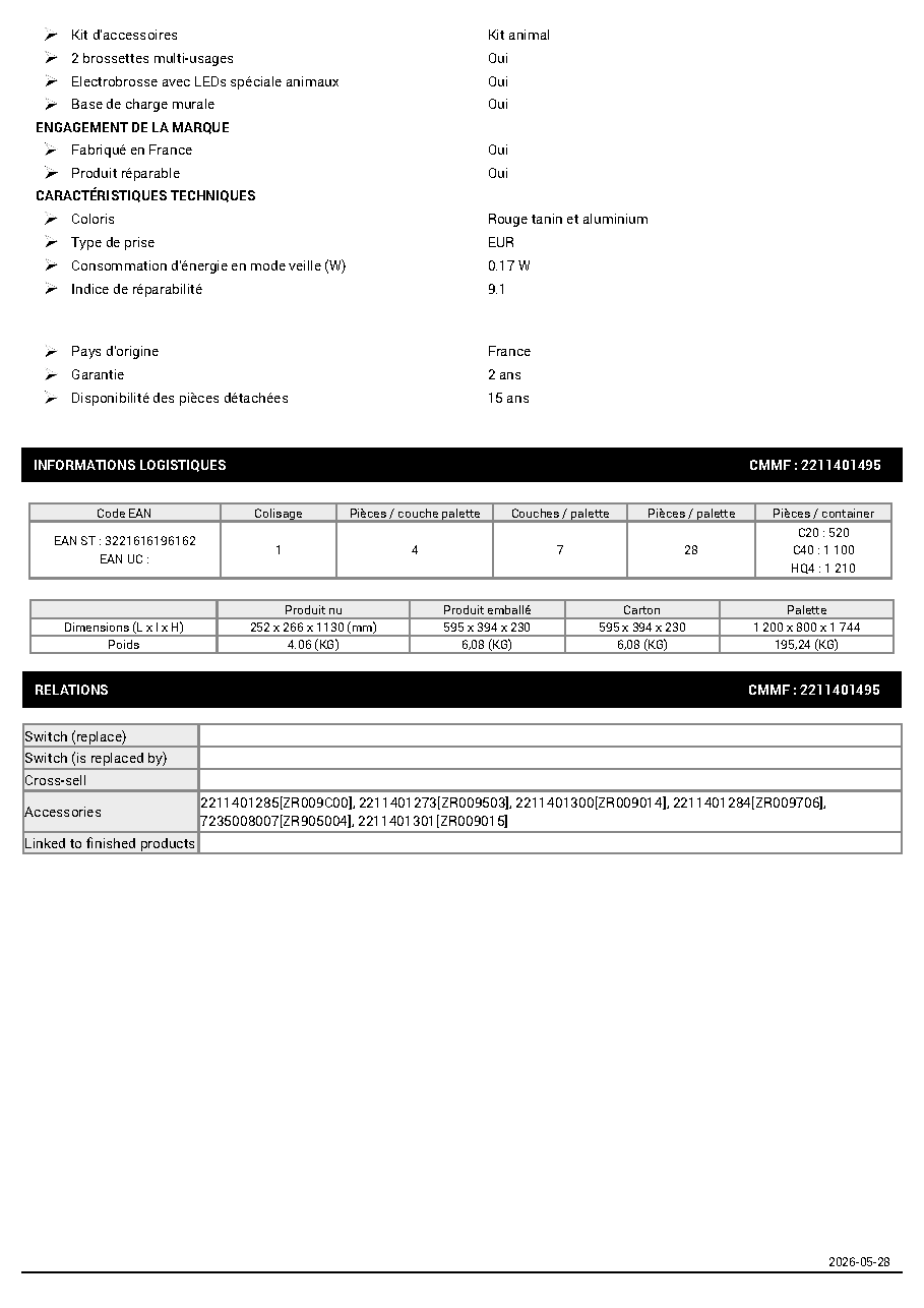 Fiche technique fournisseur