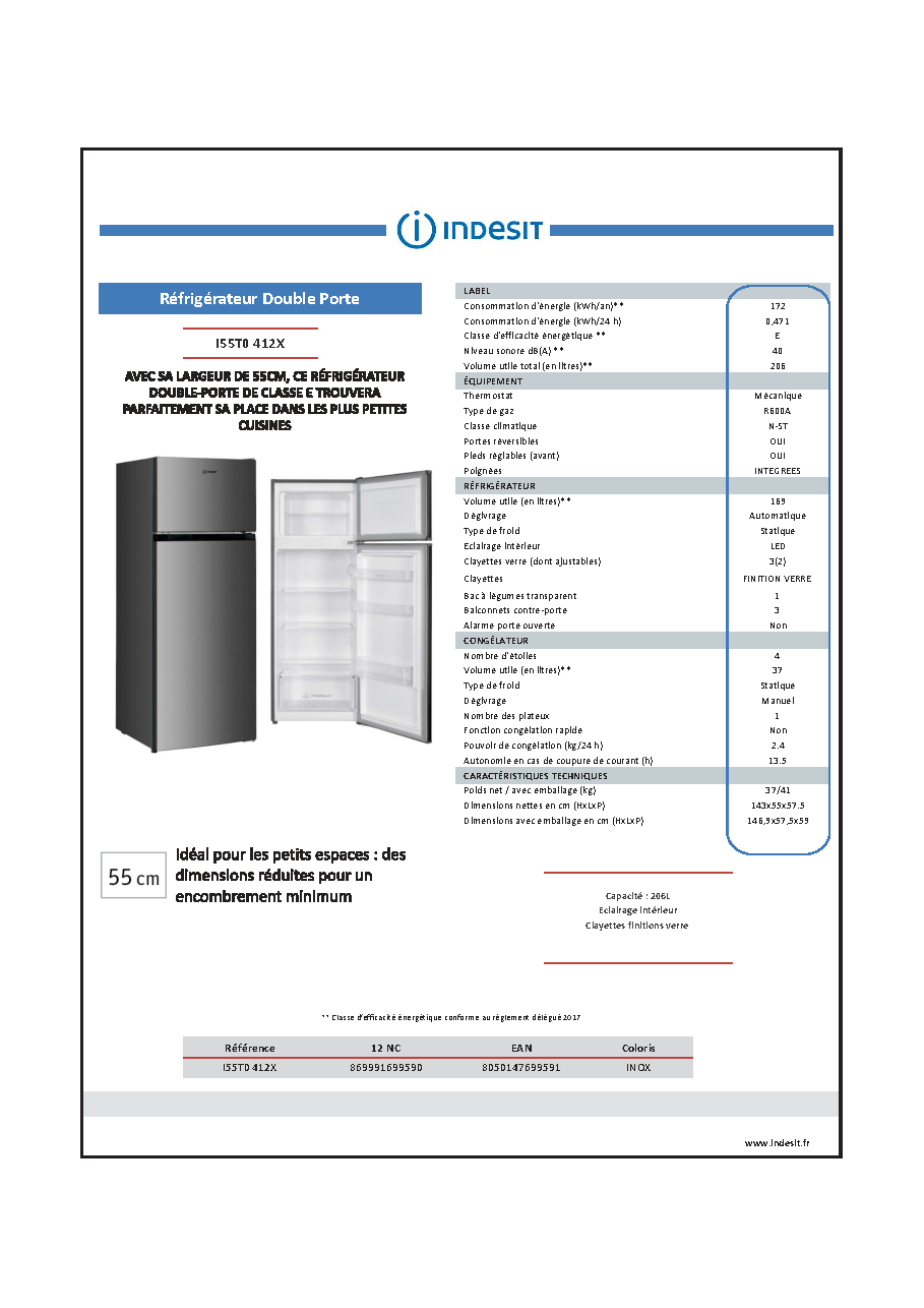 Fiche technique fournisseur