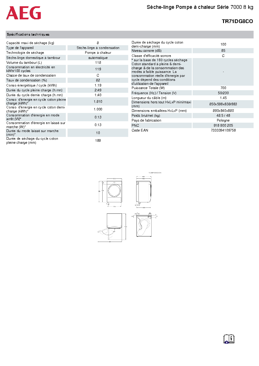 Fiche technique fournisseur