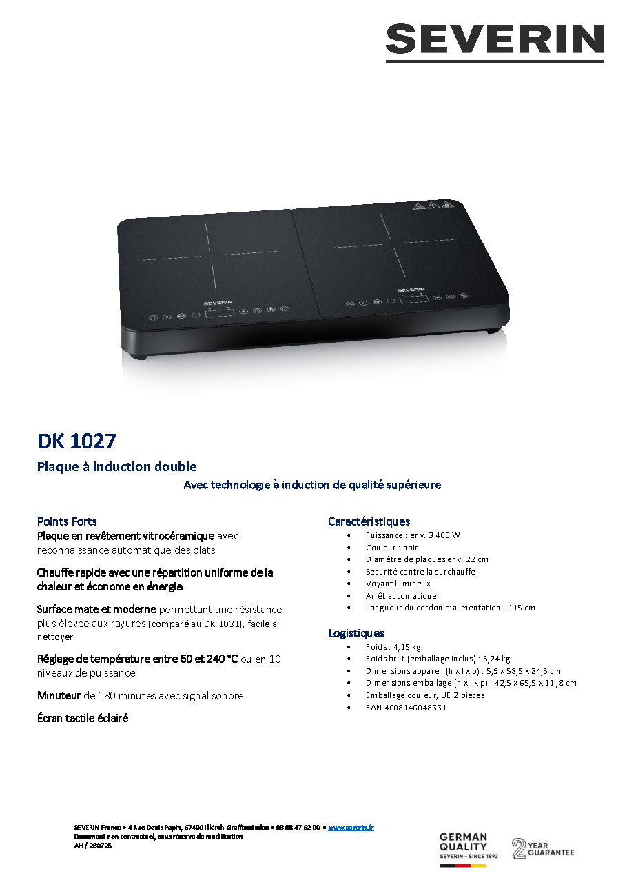 Fiche technique fournisseur