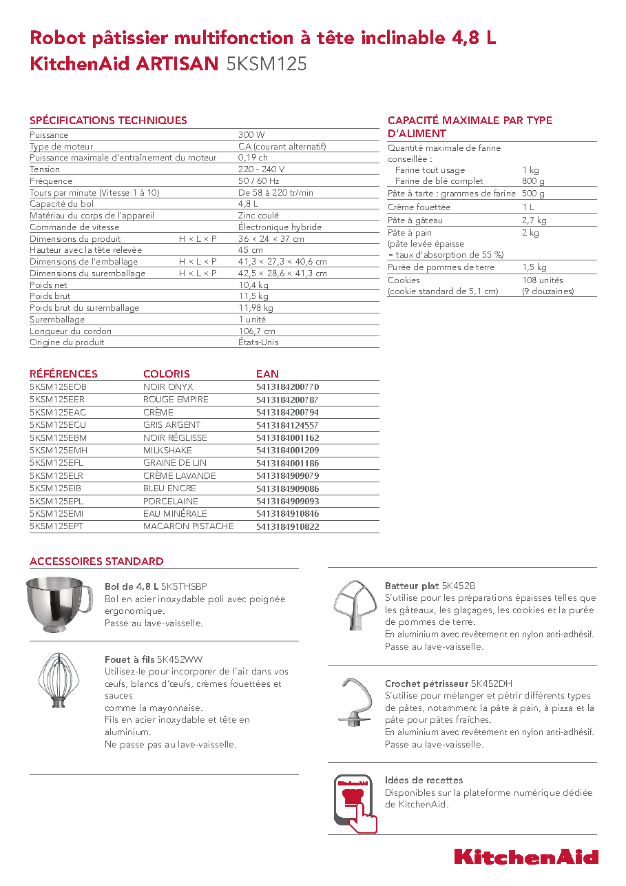 Fiche technique fournisseur