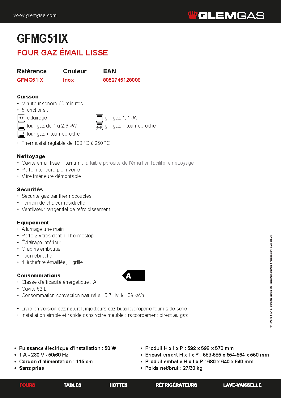 Fiche technique fournisseur