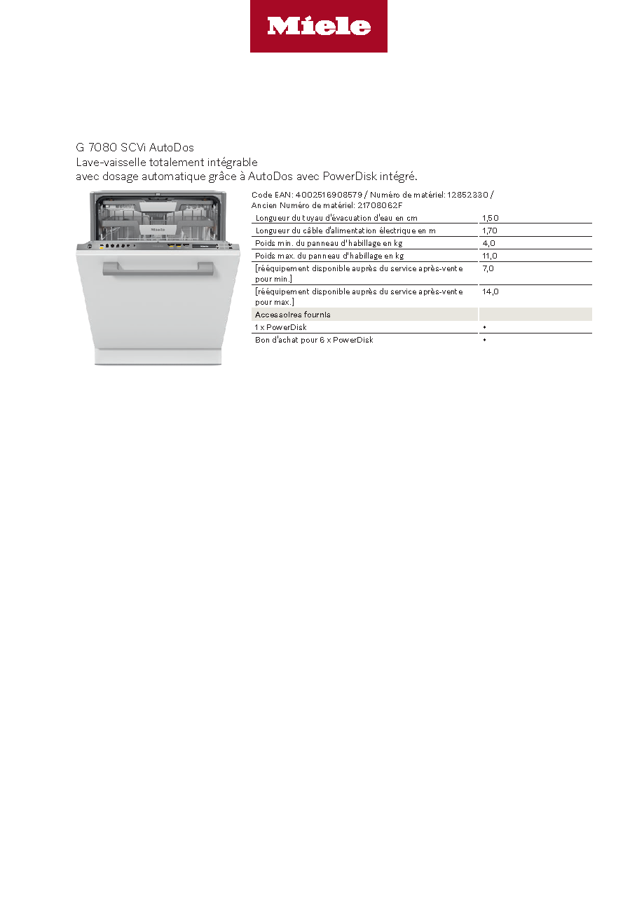 Fiche technique fournisseur