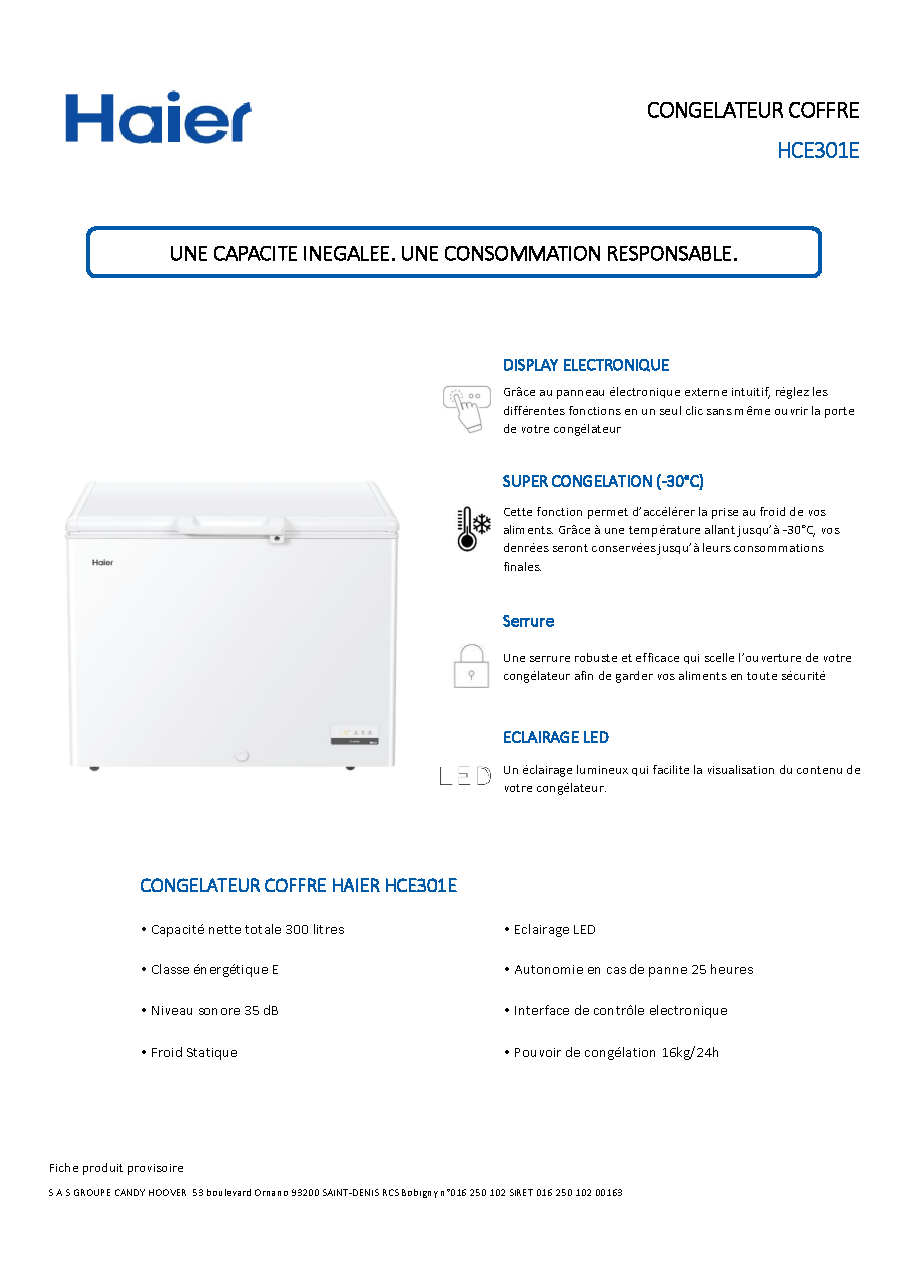 Fiche technique fournisseur