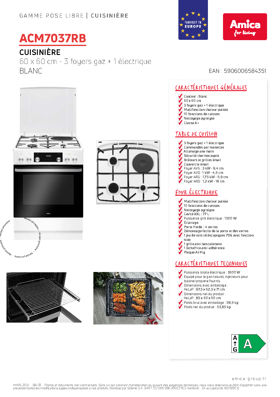 Fiche technique fournisseur