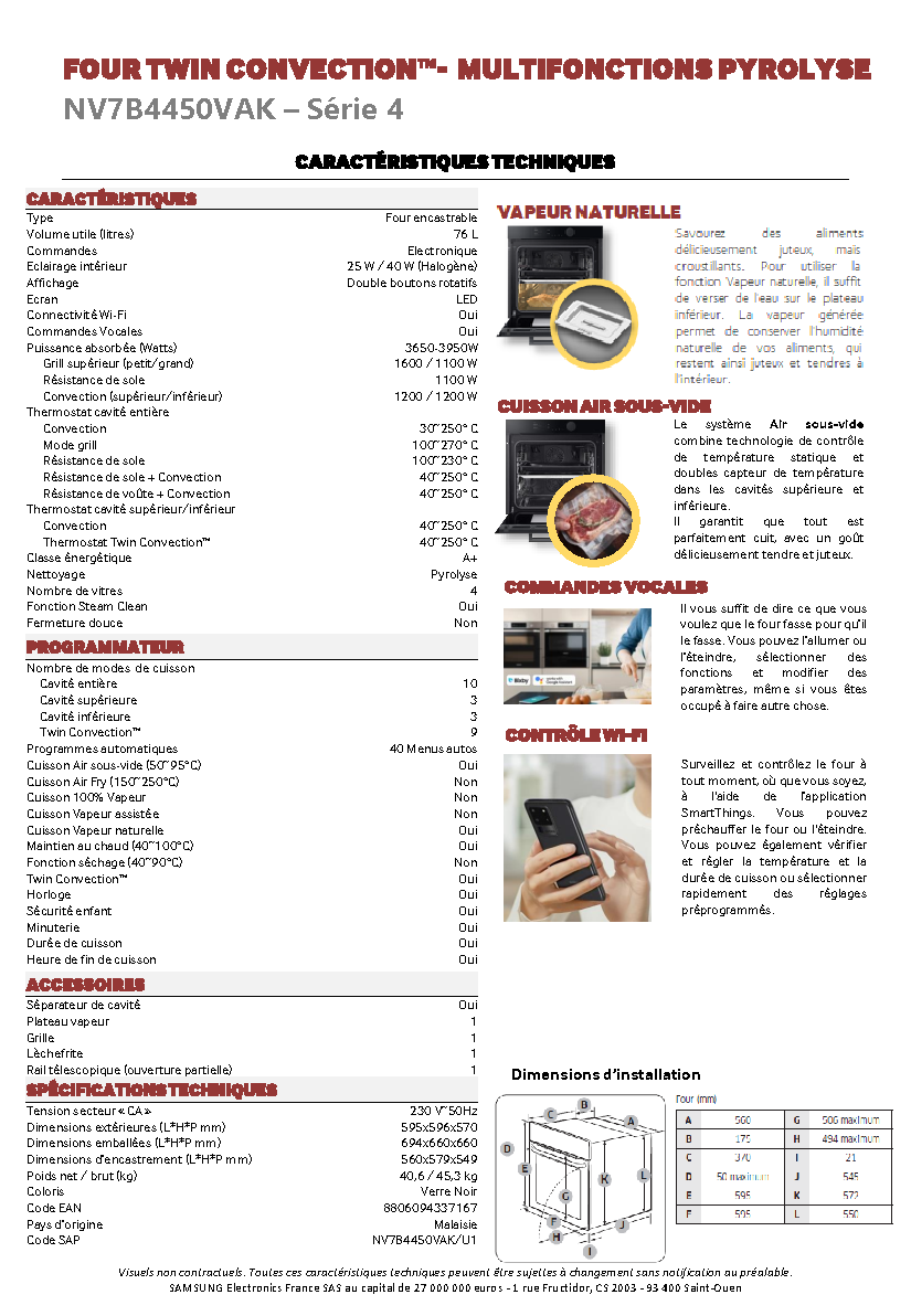 Fiche technique fournisseur