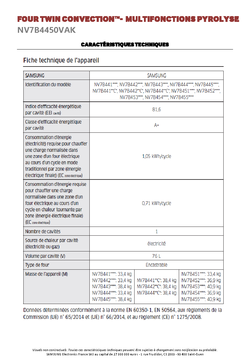 Fiche technique fournisseur