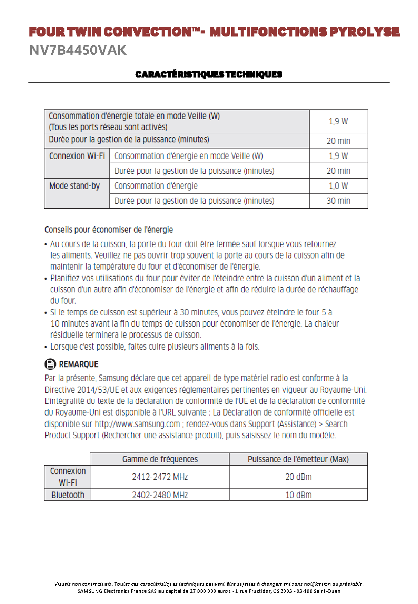 Fiche technique fournisseur