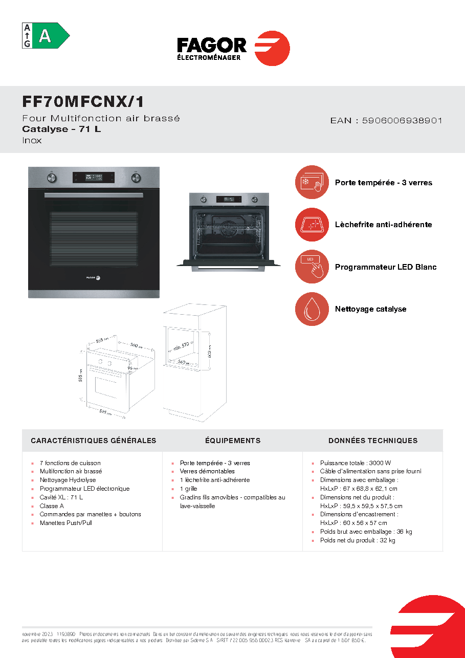 Fiche technique fournisseur