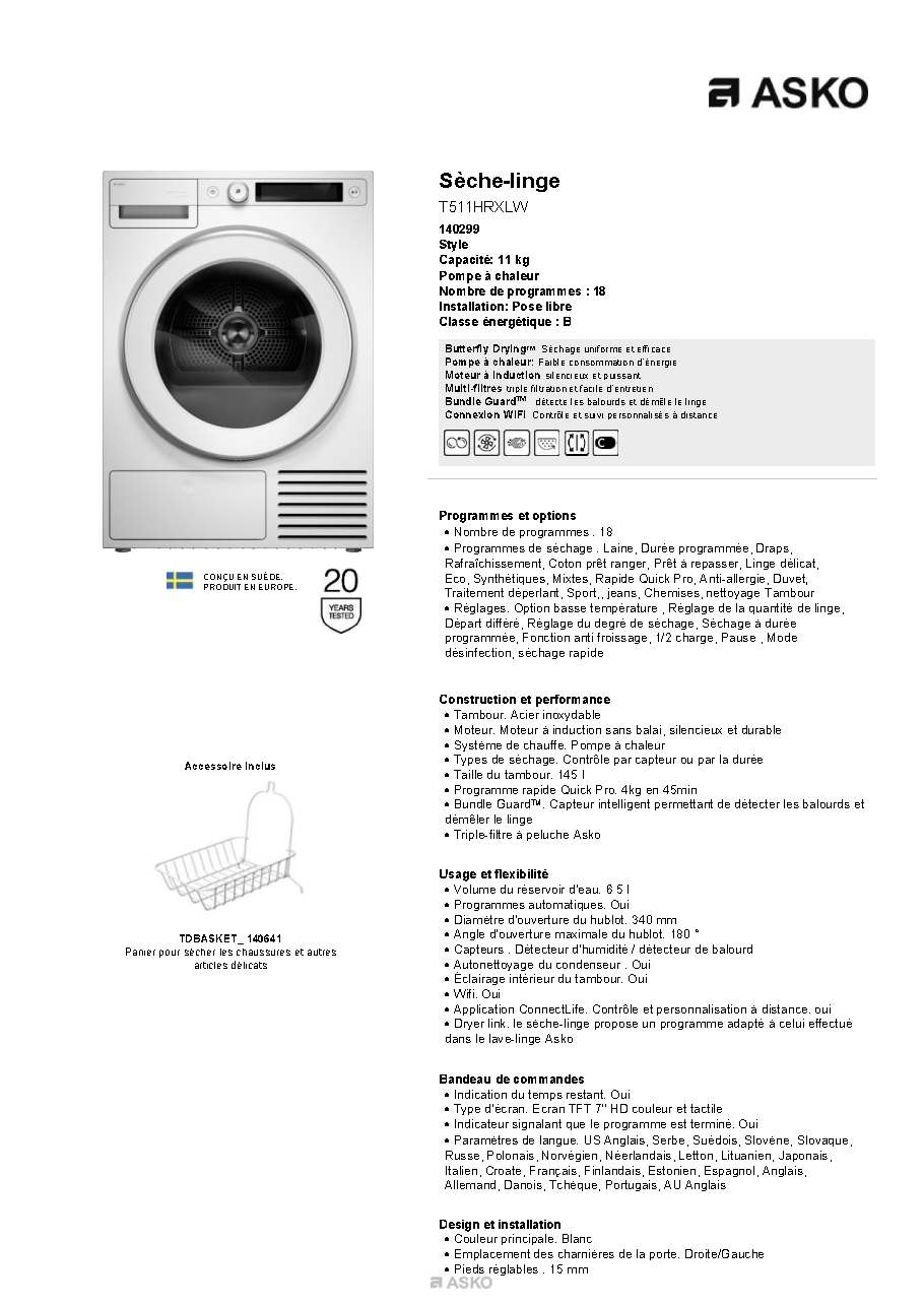 Fiche technique fournisseur