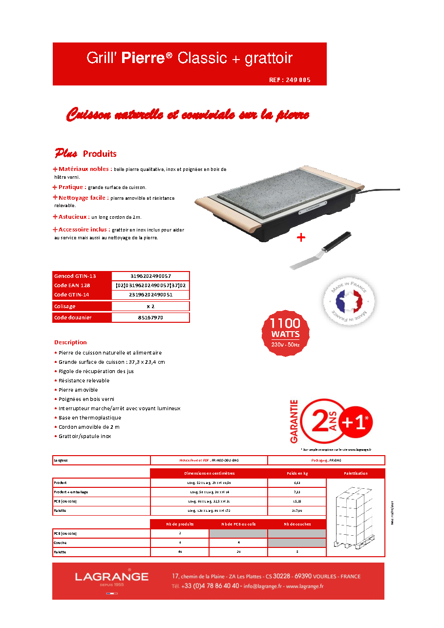Fiche technique fournisseur