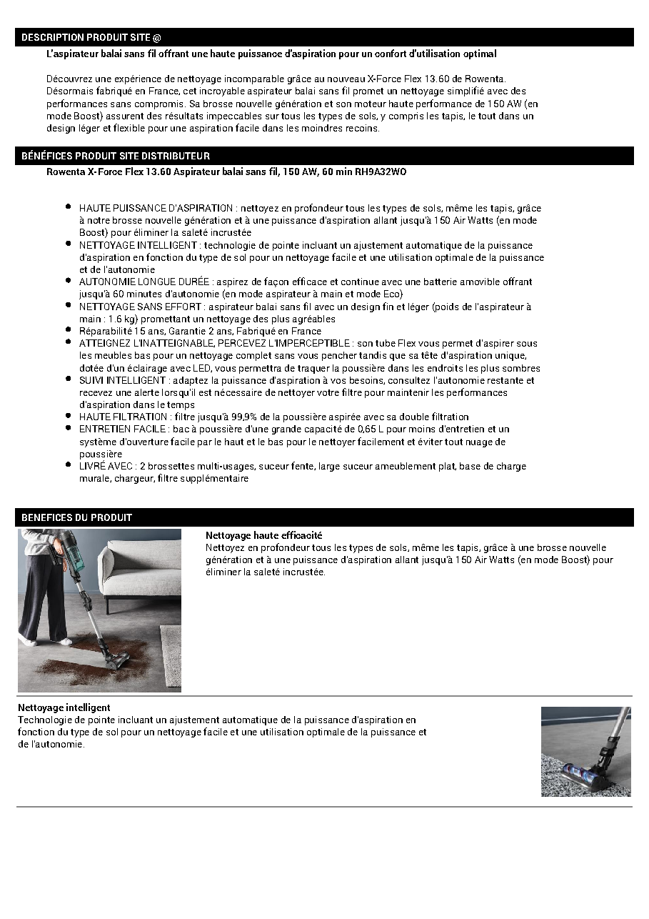 Fiche technique fournisseur