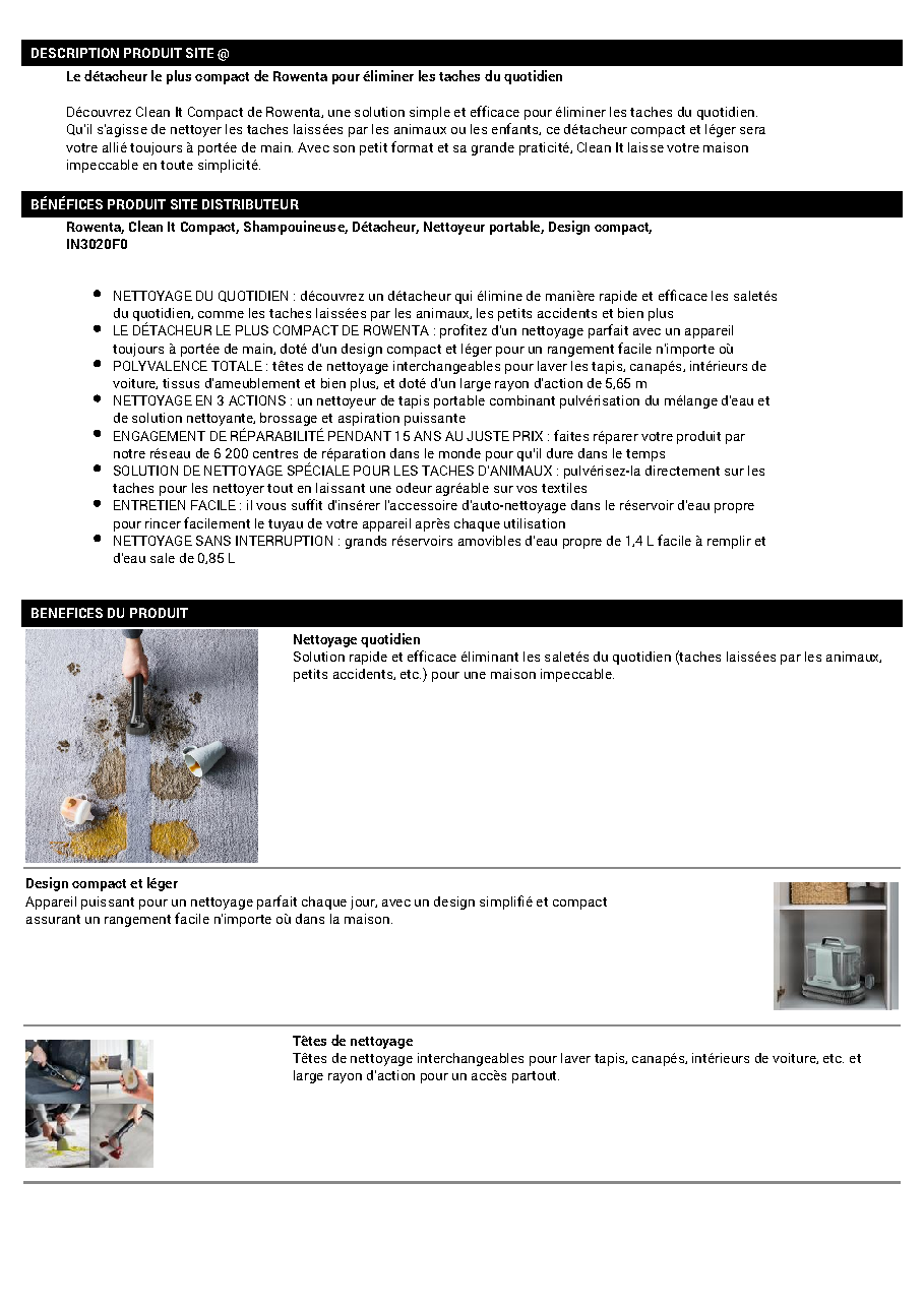 Fiche technique fournisseur
