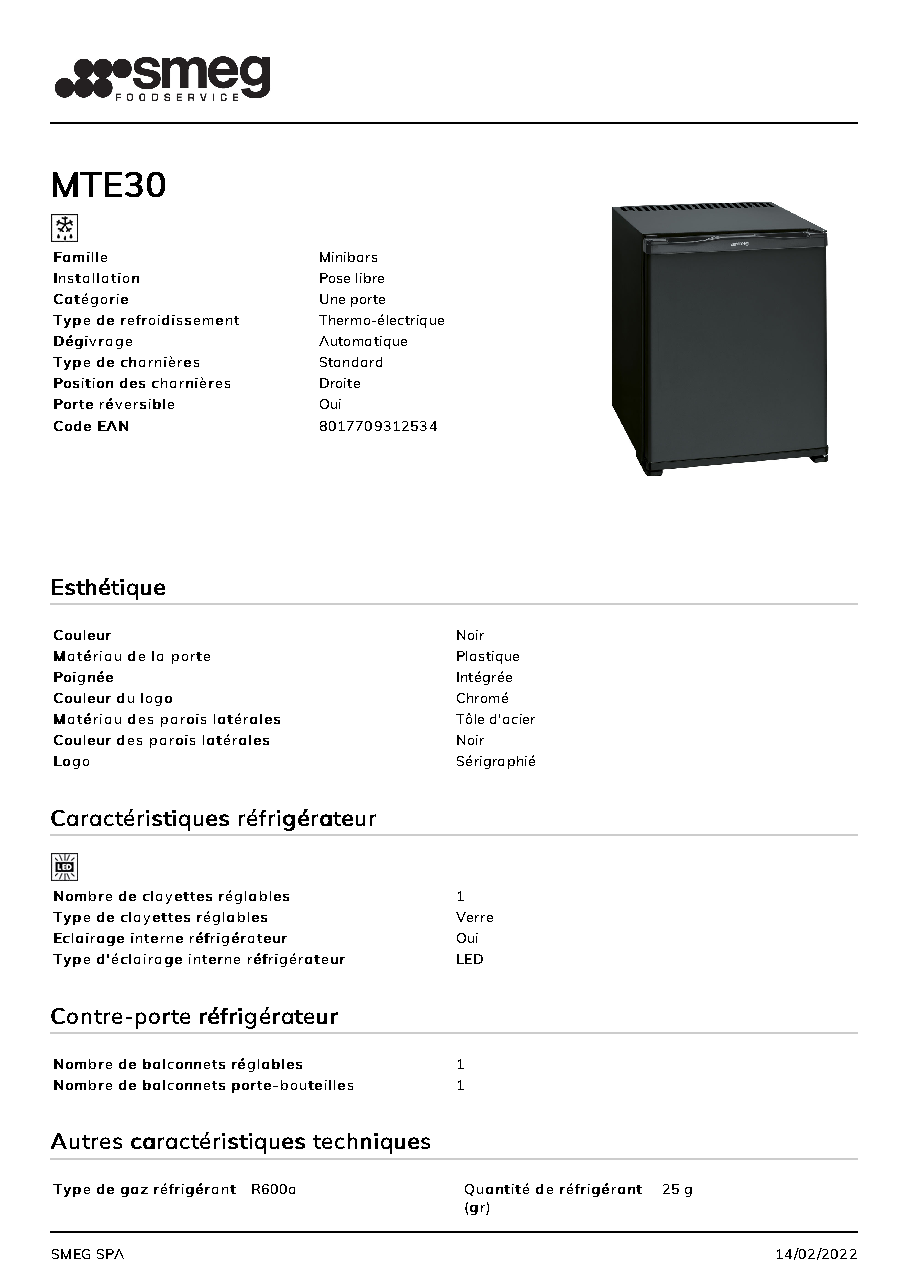 Fiche technique fournisseur