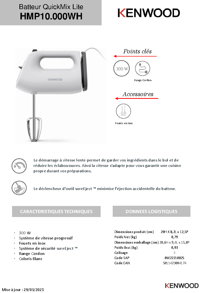 Fiche technique fournisseur