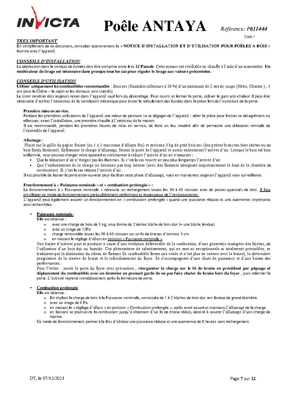 Fiche technique fournisseur