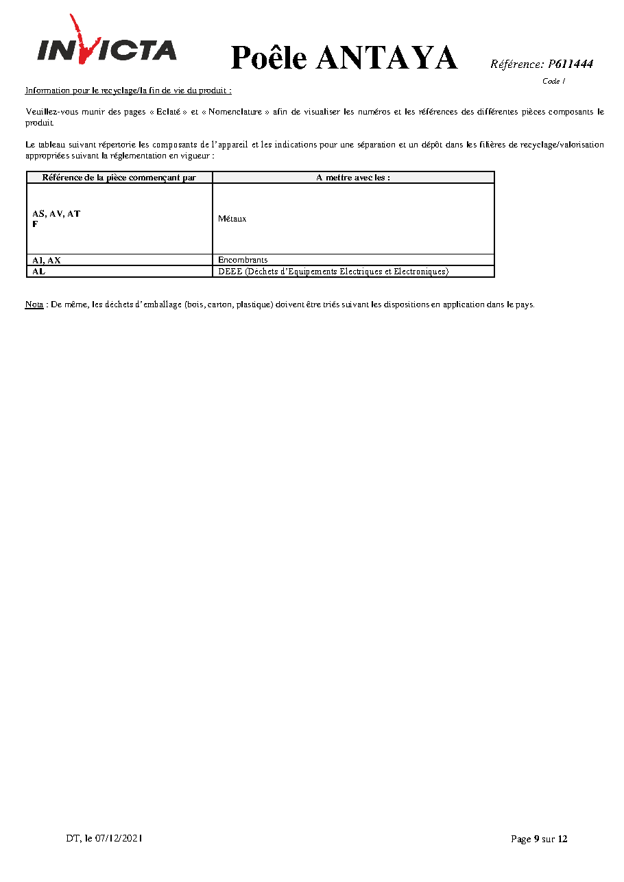 Fiche technique fournisseur